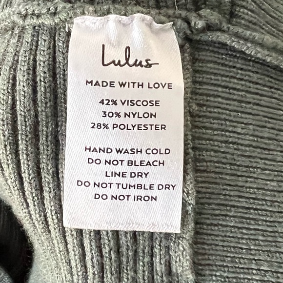 Lulu’s Cuddlesome Sage Green Surplice Ribbed Knit Sweater - Picture 9 of 9